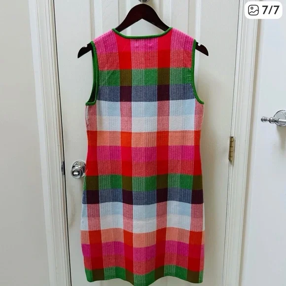 Kate Spade Target Hot Pink Plaid Knit Statement Shift Dress Size L NWT - Picture 2 of 9